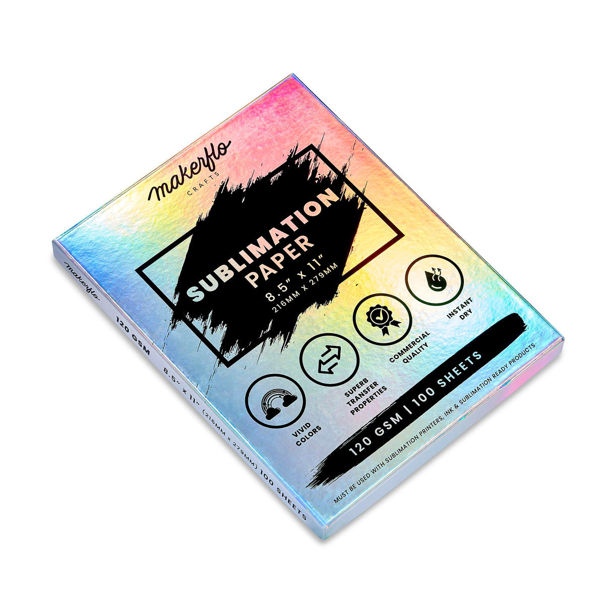 Makerflo Sublimation Paper 100 Sheets 8.5 x 11”, Heat Transfer Sublimation For Tumblers T-Shirts Phone Case Mugs, Printable Stickers Gifting Christmas DIY Enthusiast makerflo