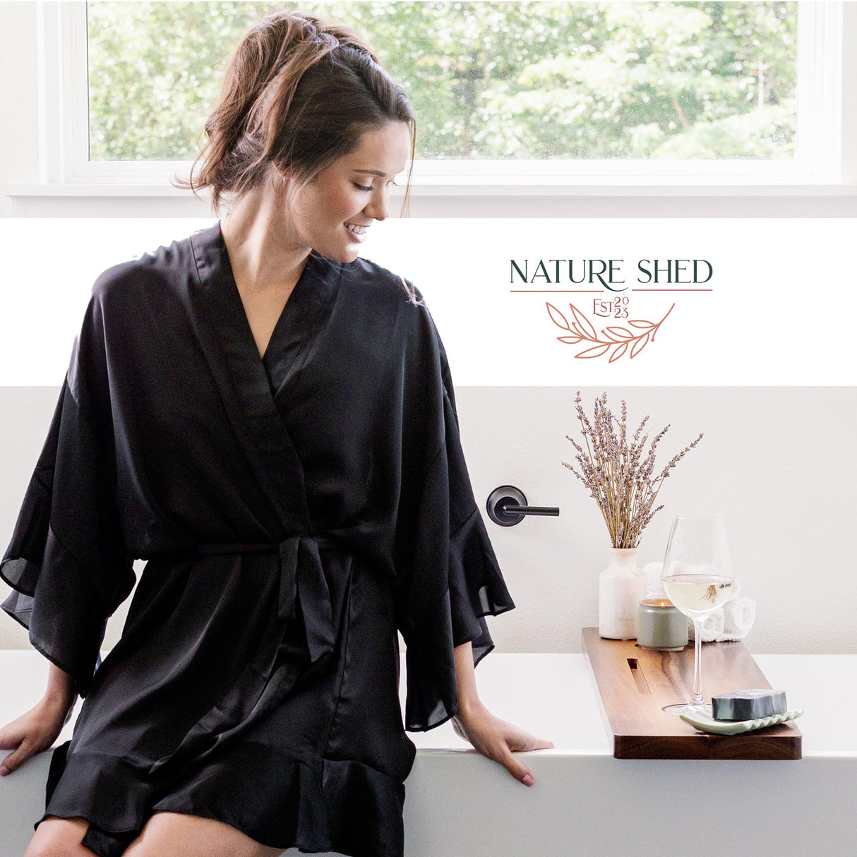 Nature Shed Premium Bathtub Tray | Solid Acacia Bath Tray for Tub | Large Bath Tray Table | Non-Toxic, Anti-Tipping Tub Tray | Bathtub Accessories Nature Shed