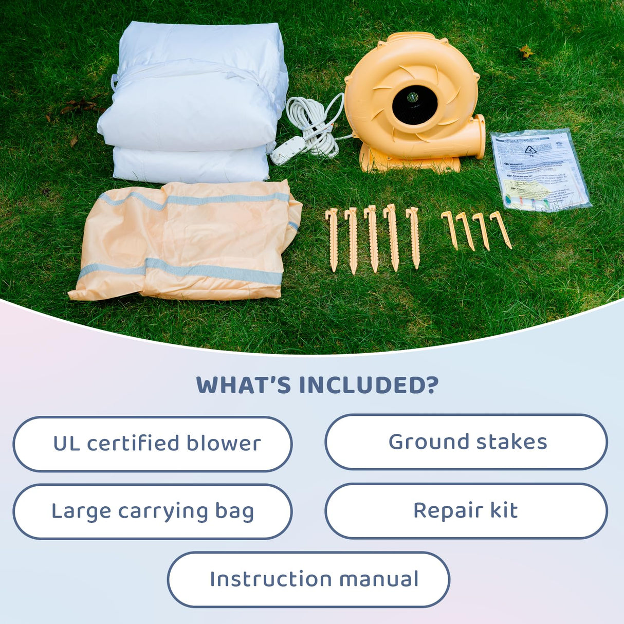 Bounceland Party Castle Daydreamer Cloud Bounce House, 16.4 ft L x 13.1 ft W x 9.3 ft H, Basketball Hoop, UL Strong Blower Included, Trendy Pastel Color, Fun Slide & Bounce Area, Castle Theme for Kids Bounceland