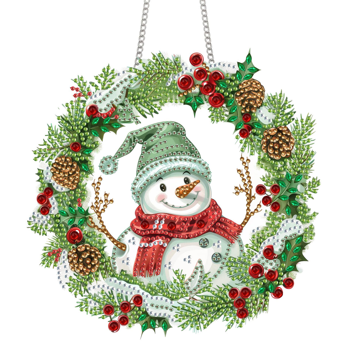 Diymood DIY Hanging Diamond Art Kits for Adults Christmas, Diamond Painting Kit Pendant Special Shaped Double Sided Acrylic Sun Catcher Board Wreath Pendants Canvas Window Wall Decor 8 x 8 Inch Diymood