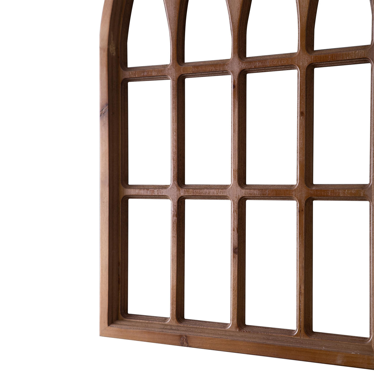 Sintosin Farmhouse Arched Window Frame Wall Decor 20 x 32 Inches, Hanging Burning Finish Cathedral Wooden Window Frame, Handmade Rustic Faux Window Pane for Fireplace Living Room Entryway Hallway Sintosin