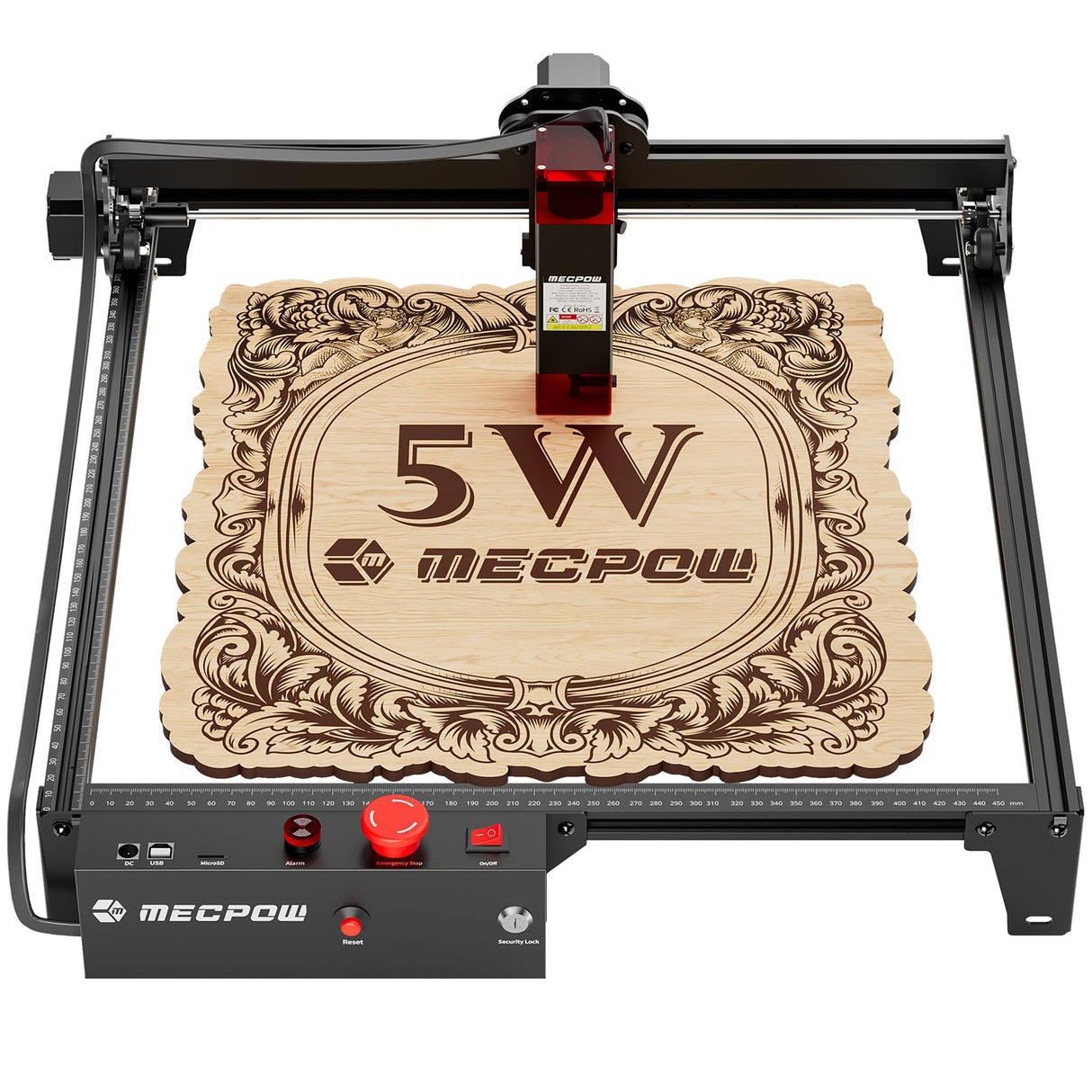 Mecpow X3 Laser Engraver, 5W(5000mW output) Laser Cutter, 60W Laser Engraving Cutting Machine, Laser Engraver for Wood and Metal w/Emergency Stop, Flame & Gyro Detection, 16.0 x 15.7" Mecpow