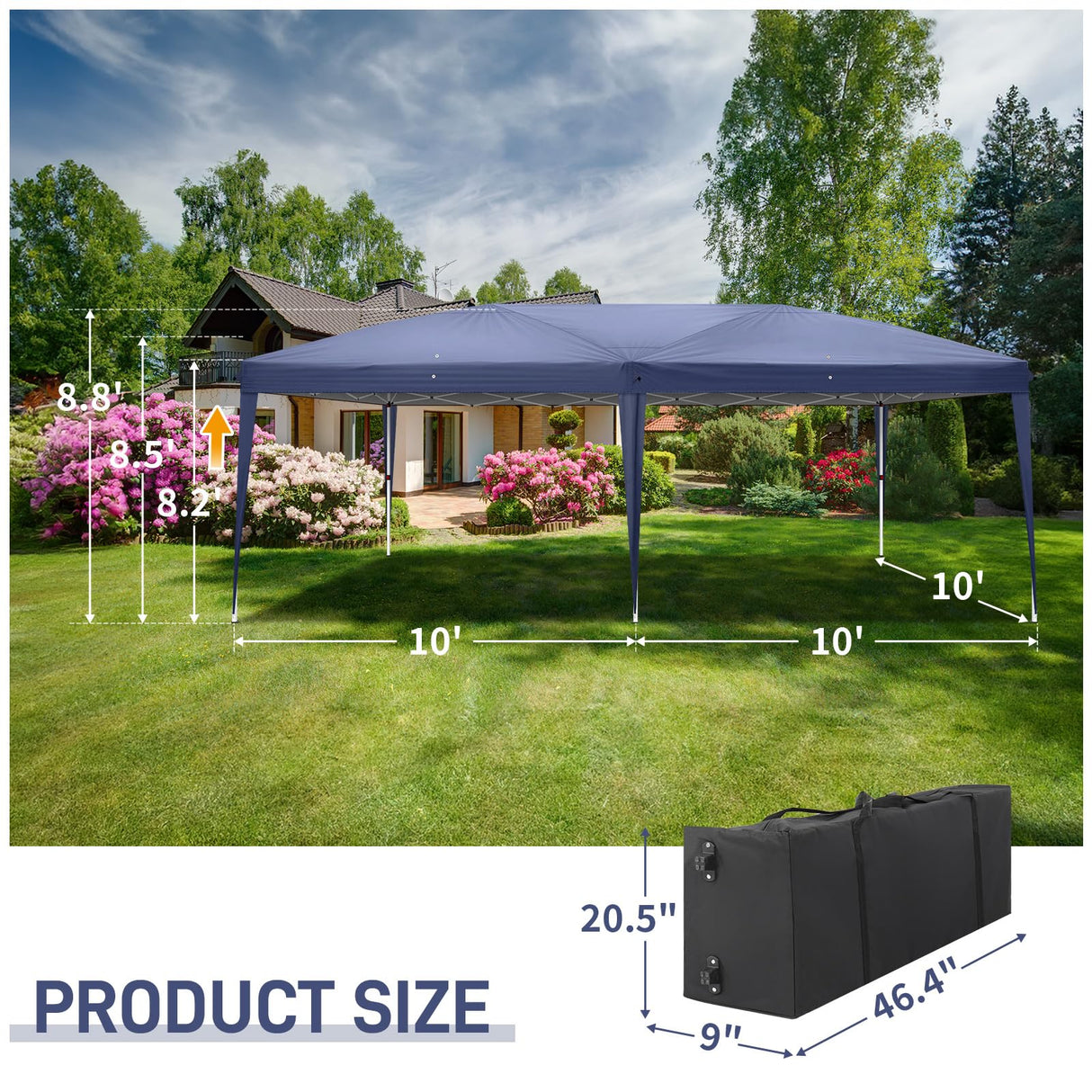 Outvita 10x20ft Ez Pop Up Canopy, Portable Instant Canopy Tent with 4 SideWalls for Outdoor Events, Party, Wedding, Birthday,Graduation Outvita