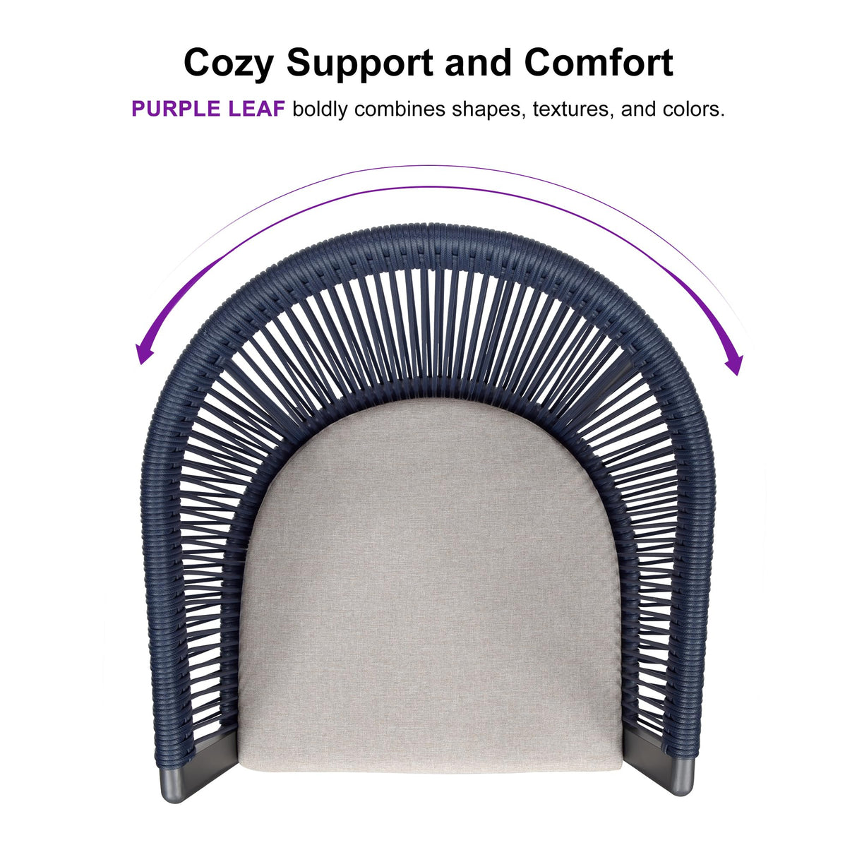 PURPLE LEAF Outdoor Dining Set for 8 All-Weather 9 Piece Patio Aluminium Dining Large Square Table and Rope Weave Chairs Included Cushions for Backyard Decor Kitchen Patio Furniture Set Grey and Navy PURPLE LEAF