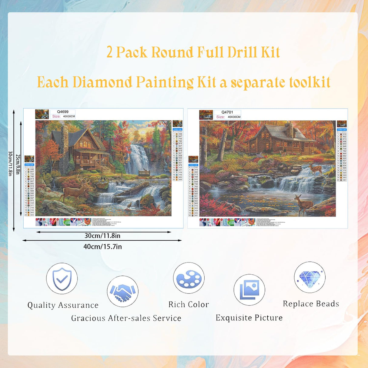 EWJRNSF 2 Pack 5D Diamond Painting Kits for Adults Beginners, Diamond Arts Kits Diamond Art Sets,Gem Painting Arts & Crafts Home Wall Decoration 11.8x15.7 Inches Forest Landscape EWJRNSF