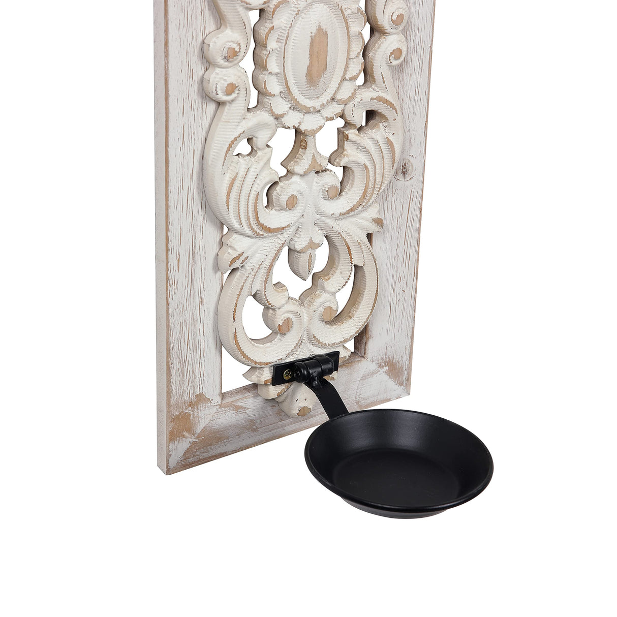 SOFE Openwork Carving Wall Candle Sconces Set of Two, Distressed Finish Wood Candle Holder Wall Decor Living Room, Rustic Farmhouse Candle Wall Sconces, Bedroom Hallway Wall Art Decoration SOFE