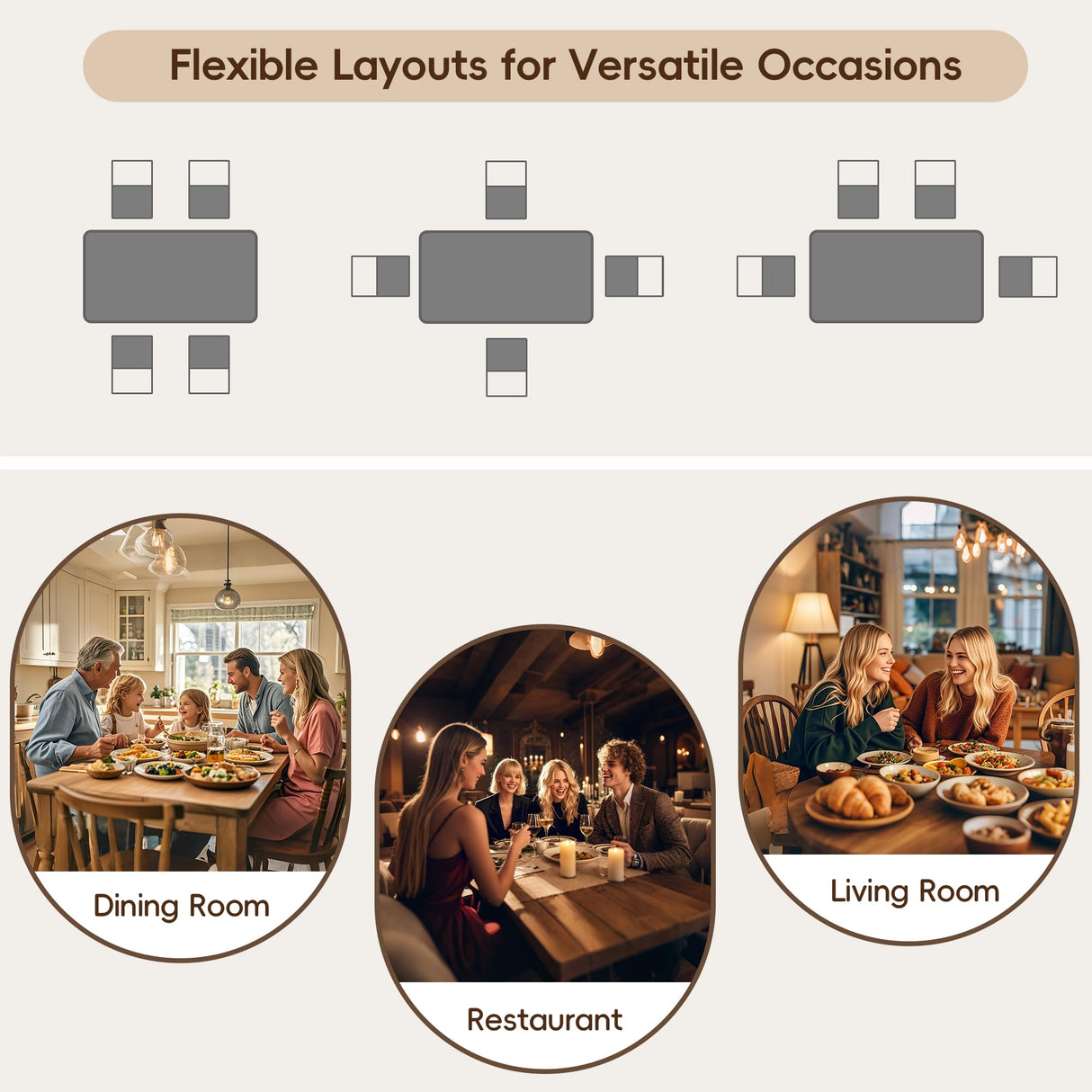 Buytime 5-Piece Dining Table Set for 4, Solid Wood Farmhouse Rectangular Kitchen Table Set with 4 Chairs, Space-Saving Wooden Dinette Set for Small Space, Dining Room, Breakfast Nook, Grey & White Buytime