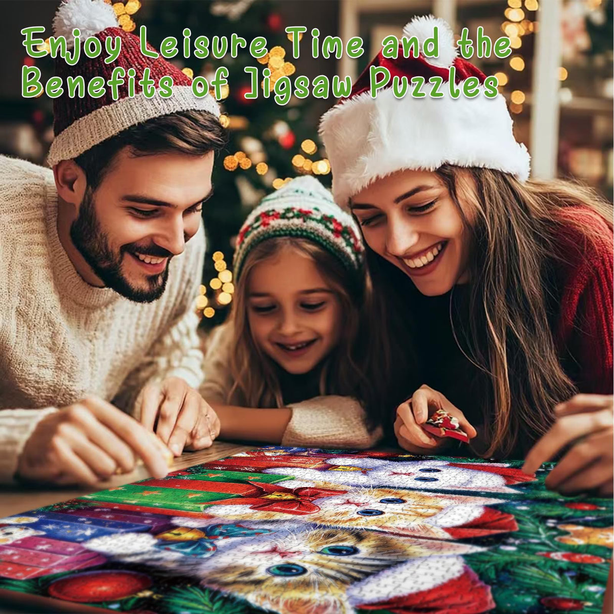 BUHAH Christmas Funny Cat Puzzles for Adults 1000 Pieces Winter Holiday Animal Jigsaw Puzzles Xmas Impossible Puzzle Challenging Puzzles for Adults As Christmas Decorations BUAHA