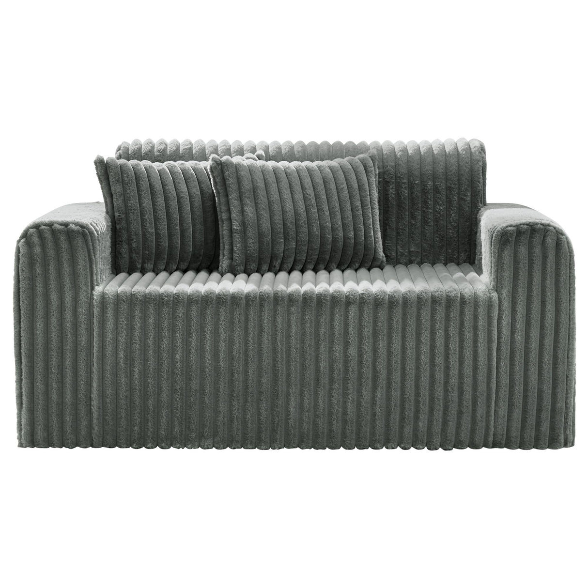 Hobestluk Couch Sofa 2-Seater Foam Sofa Loveseat for Small Spaces Comfy Sofas with Removable Cover Furry Couch with Pillows for Living Room, Bedroom, Apartment, Office (Grey, Loveseat) Hobestluk