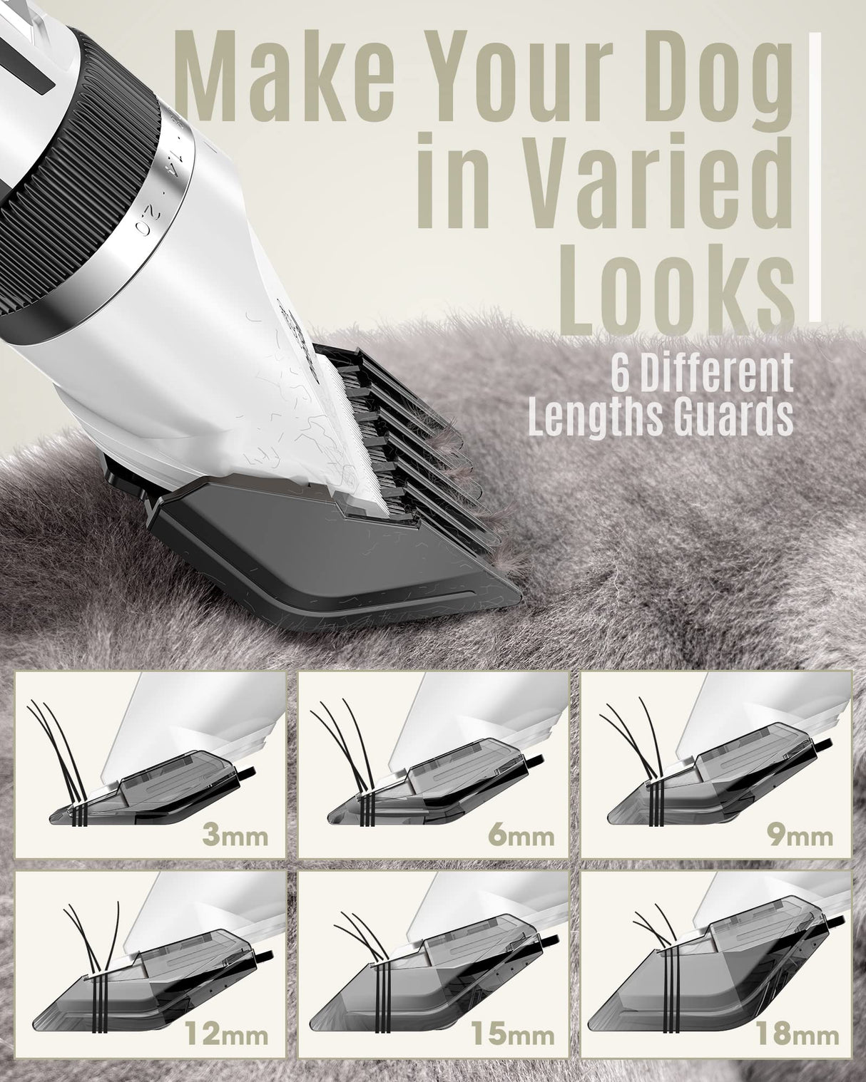 oneisall Dog Clipper Low Noise, Dog Grooming Kit with Rechargeable, Dog Shaver Cordless Electric Quiet Hair Clipper Set for Dog Cats Pets(White) oneisall