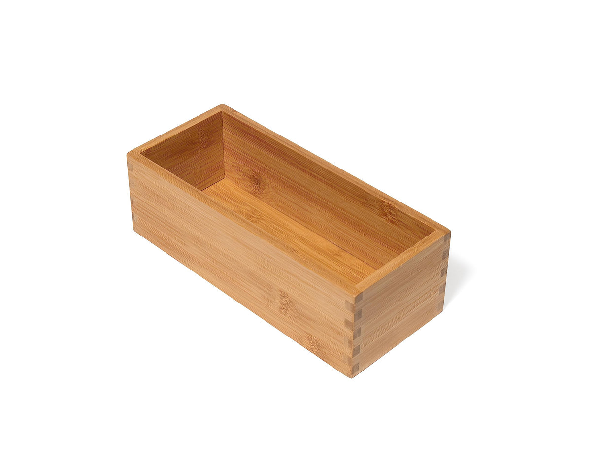 Lipper International Bamboo Wood Utensil Holder Storage Box for Cooking Tools, Makeup, or Office Supplies, 4" x 9 1/4" x 3" Lipper International