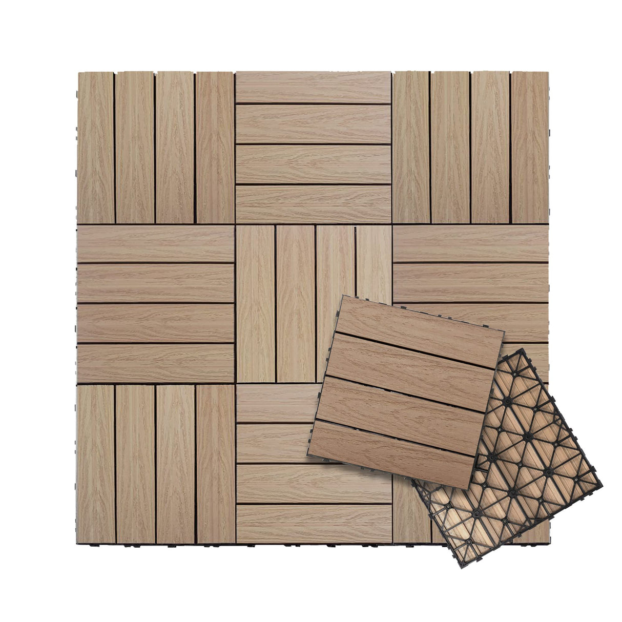 NewTechWood UltraShield Naturale 1 ft. x 1 ft. Quick Deck Outdoor Composite Deck Tile in Canadian Maple (10 sq. ft. per Box) NewTechWood