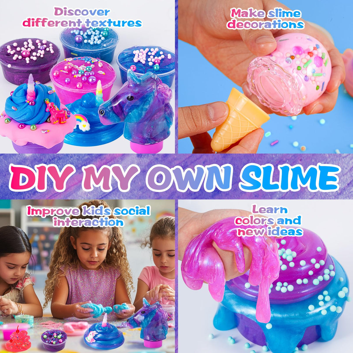 ZOnFRTO Mini Unicorn Slime Kit for Girls - Glimmer Crunchy, Butter, and Galaxy Slime for Kids 6-12 - Party Favors for Children ZOnFRTO