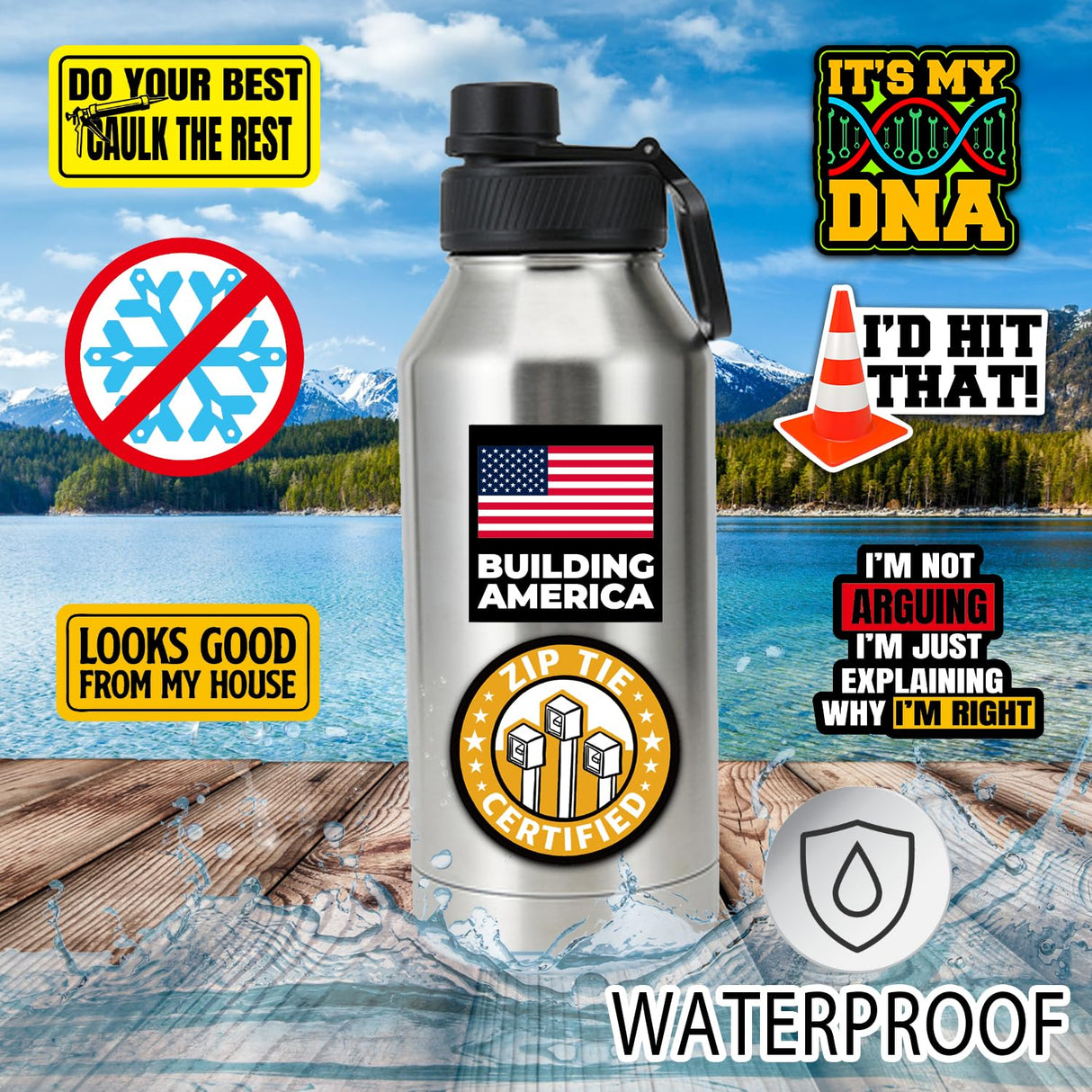 306 PCS Funny Hard Hat Sticker Pack for Adults - Waterproof Vinyl for Welding Helmet, Tool Box, Construction, Electrician, Mechanic Tools - Blue Collar Accessories Debinolo