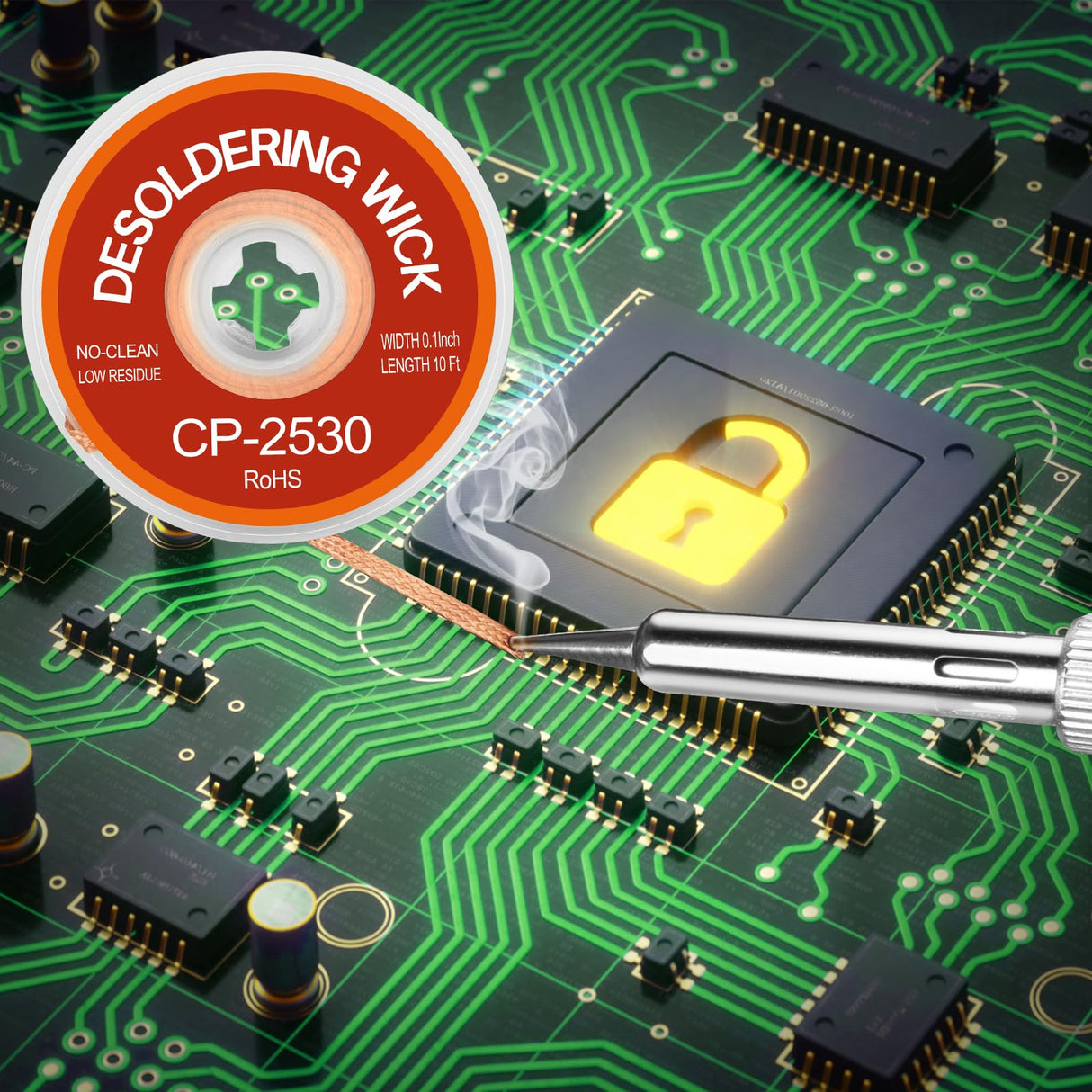 JoTownCand 3 Pcs Premium Desoldering Wick Set, 10FT No Clean Low Residue Solder Wick Braid (0.08, 0.1, 0.12IN) – Effortlessly Remove Solder and Disassemble Electronics JoTownCand