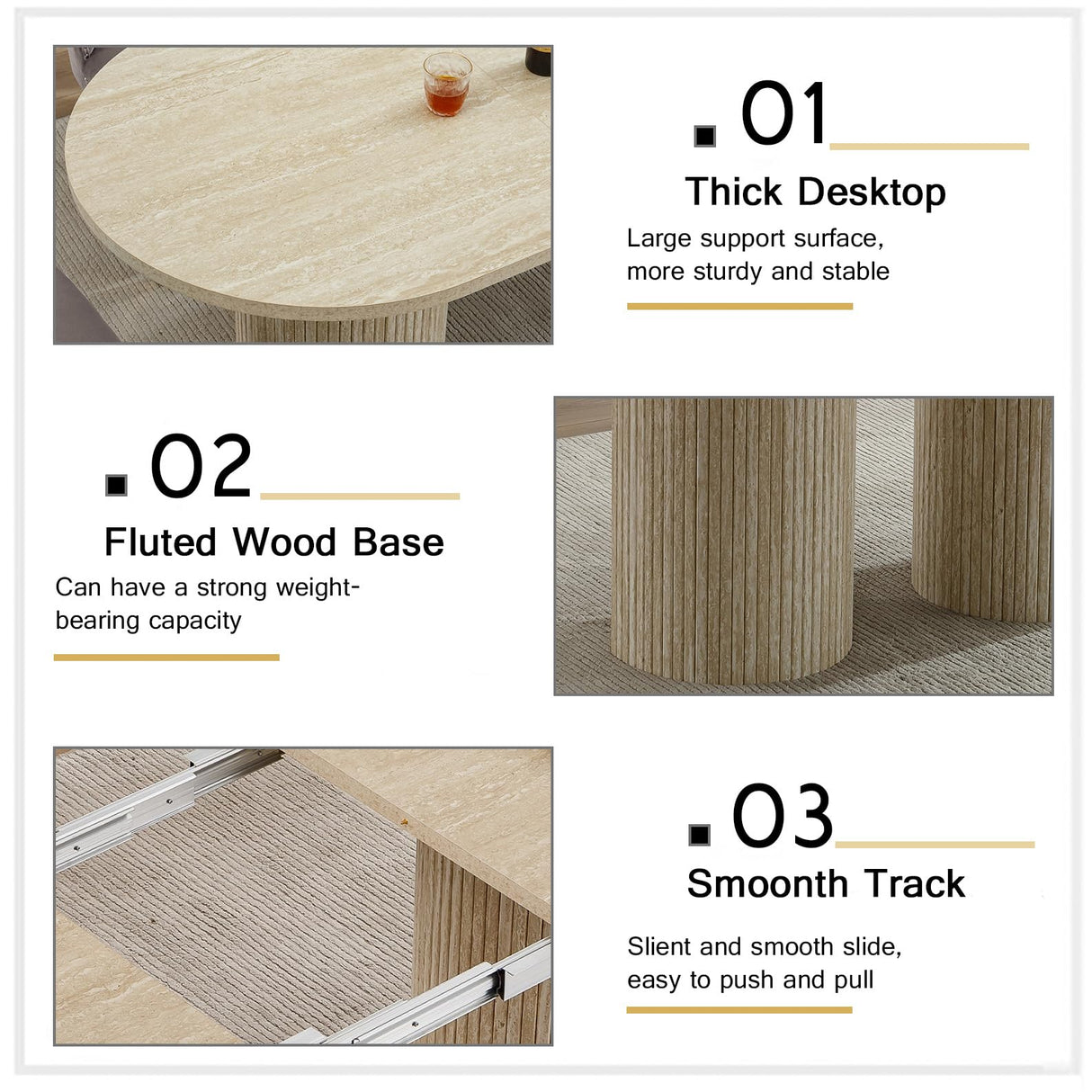 63"-94" Large Extendable Dining Room Table Set for 10, 11-Piece Oval Dining Table Set with 10 Beige Upholstered Chairs, Space Saving Farmhouse Expandable Kitchen Table Set with Fluted Wood Base Pvillez