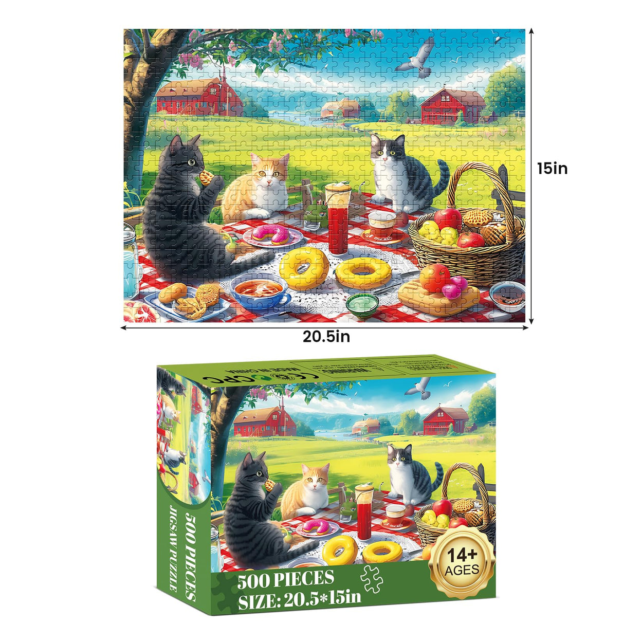 Jigsaw Puzzles 500 Pieces for Adults, Adult Puzzles Cat Puzzle Games Pieces Fit Together Perfectly Difficult Puzzles for Adult Children Elderly Challenging 20.5 * 15IN WSCXSC