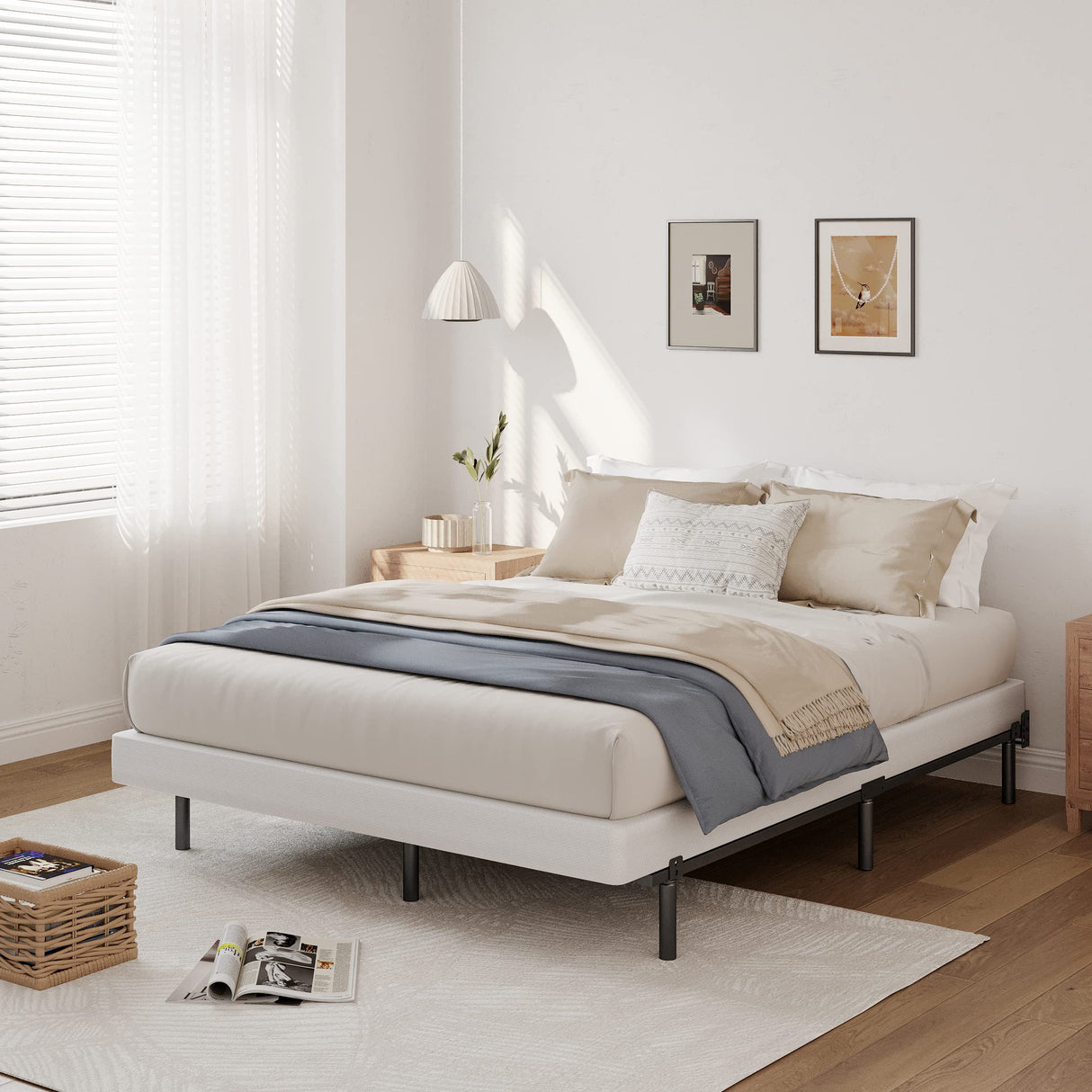 THEOCORATE King Box Spring and Cover Set, 5 Inch Low Profile Metal BoxSpring, Heavy Duty Structure, Mattress Foundation, Noise Free, Non-Slip, Easy Assembly THEOCORATE