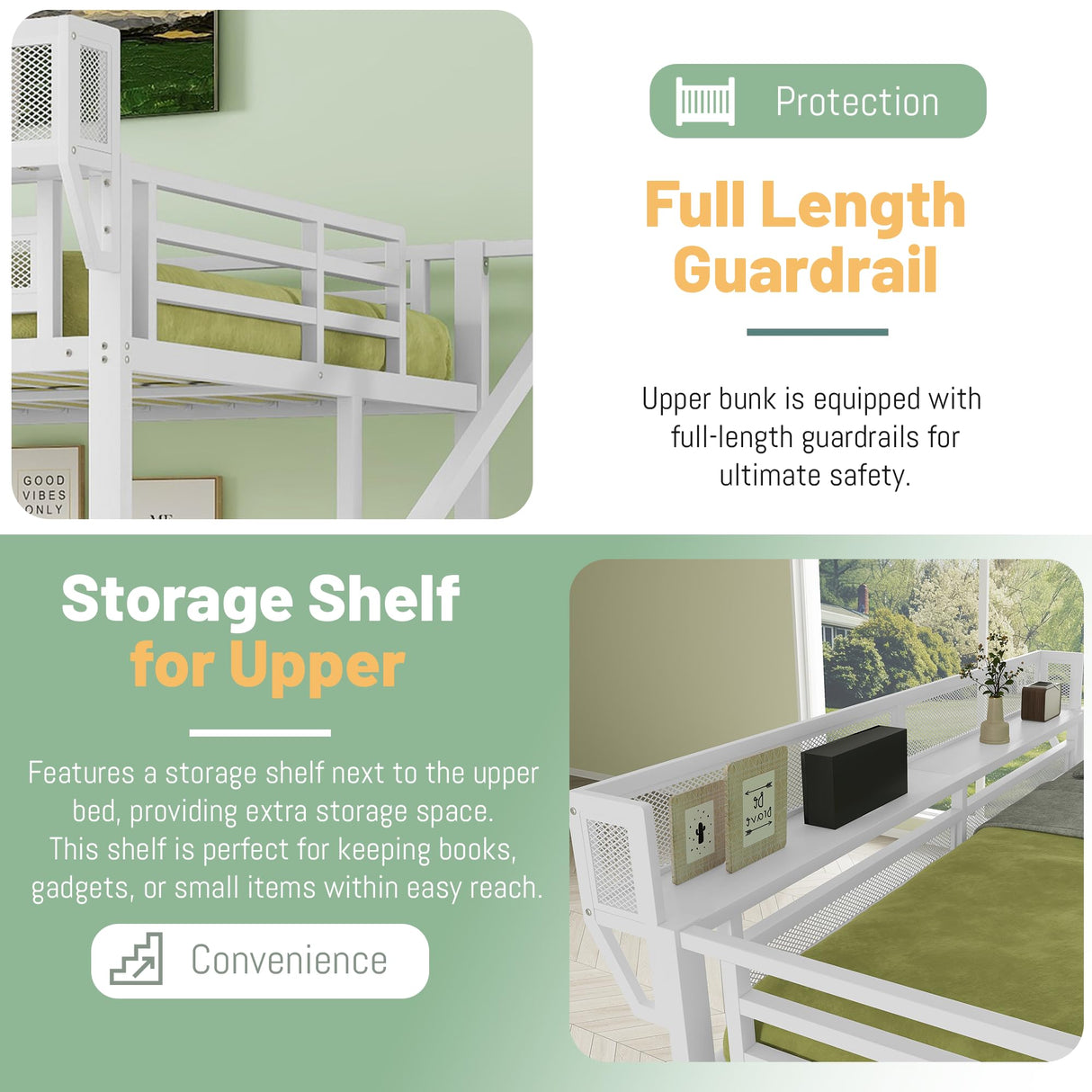 MoproBeti Queen Size Loft Bed with Stairs, Heavy Duty Metal Loft Beds Frame with Storage Shelf & Wardrobe, Tall LoftBed with Under-Bed Space for Adult Teens Junior,Space Saving Design,White MoproBeti