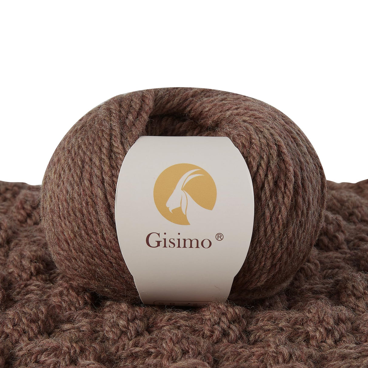 Gisimo 100% Merino Wool Yarn, 3-Ply Luxurious and Soft Yarn for Hand Knitting & Crocheting (Mocha, 1Ball) Gisimo