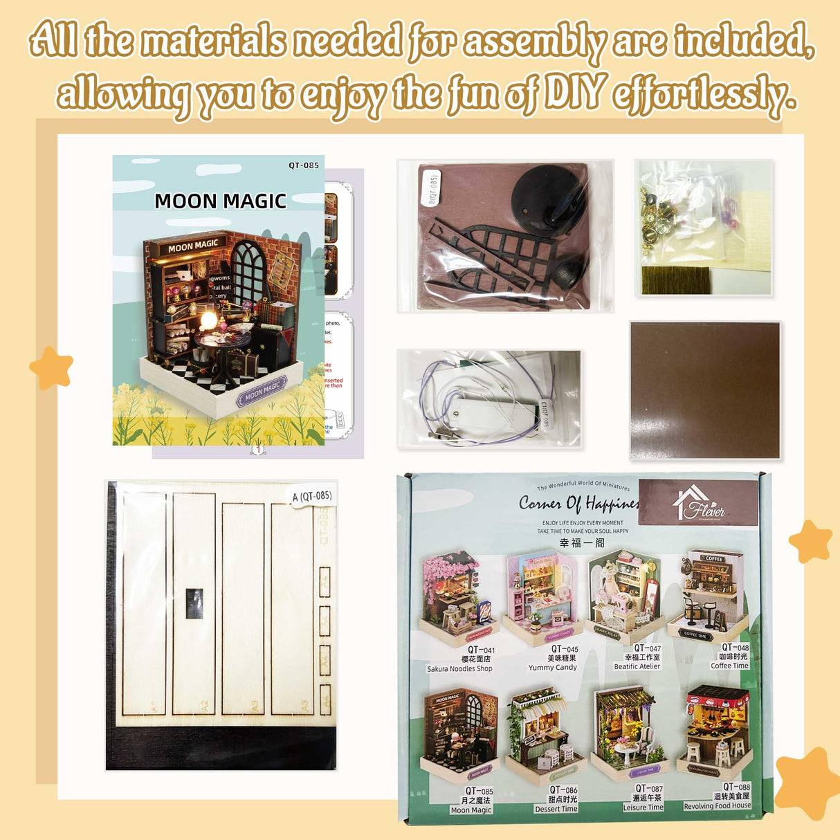 Flever Dollhouse Miniature DIY House Kit Creative Room with Furniture for Romantic Artwork Gift (Moon Magic) Flever