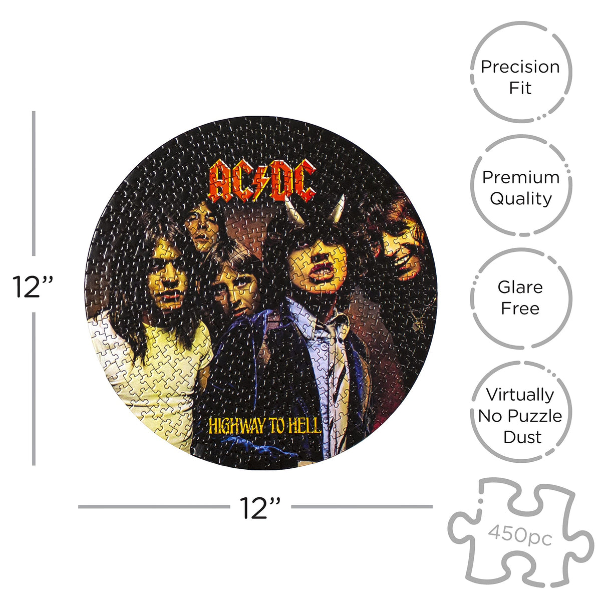 AQUARIUS AC/DC Highway to Hell Record Disc Puzzle (450 Piece Jigsaw Puzzle) - Officially Licensed AC/DC Merchandise & Collectibles - Glare Free - Precision Fit - 12 x 12 Inches AQUARIUS