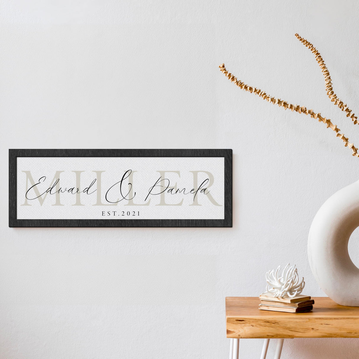 Wedding Sign Personalized, Custom Wood Sign for Couples, Family w/Names and Date, Customized Wooden Sign Engagement Gifts, Personalized Framed Family Name Sign for Home Decor Wall, D8 Customization Mill