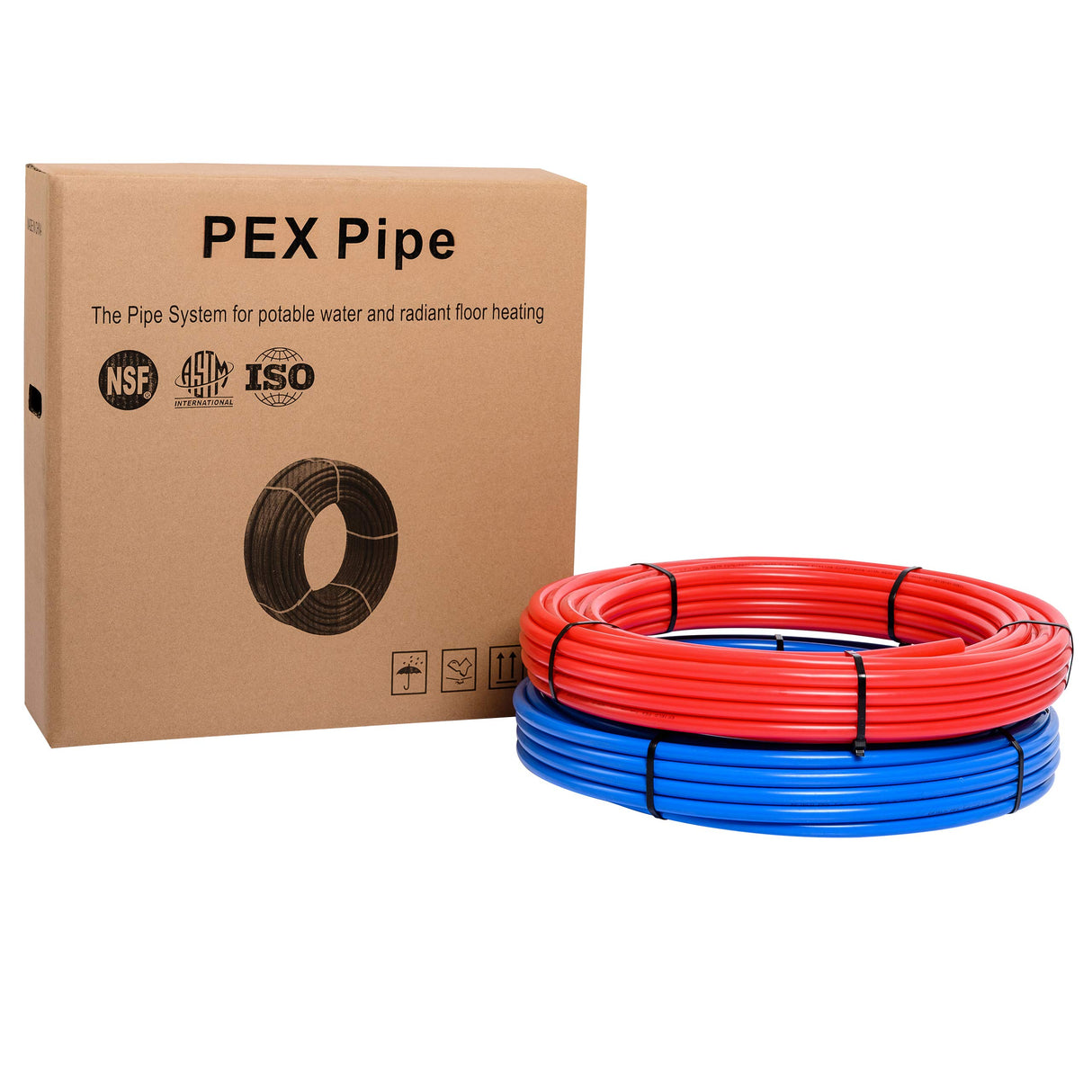 EFIELD 1/2 Inch 2 x100 ft Pex-b Pipe/Tubing(200 Ft), For Potable Water, Cold Hot Water, Brass Fitting, Crimping Clamp Tool, Cinch Clamps, Cutter Combo Kit (All in One) EFIELD