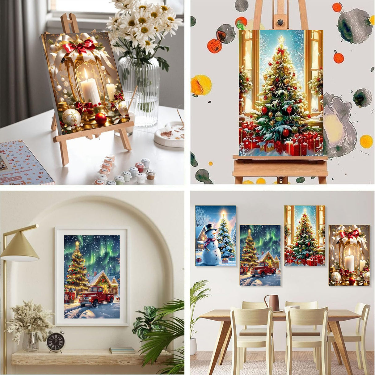 Arttoplus 4 Pack Framed Paint by Numbers Kit for Adults Beginners-DIY Christmas Adult Paint by Number Kits on Canvas Framed, Acrylic Oil Painting Kits for Adults for Gift Home Decor(8x12inch) Arttoplus