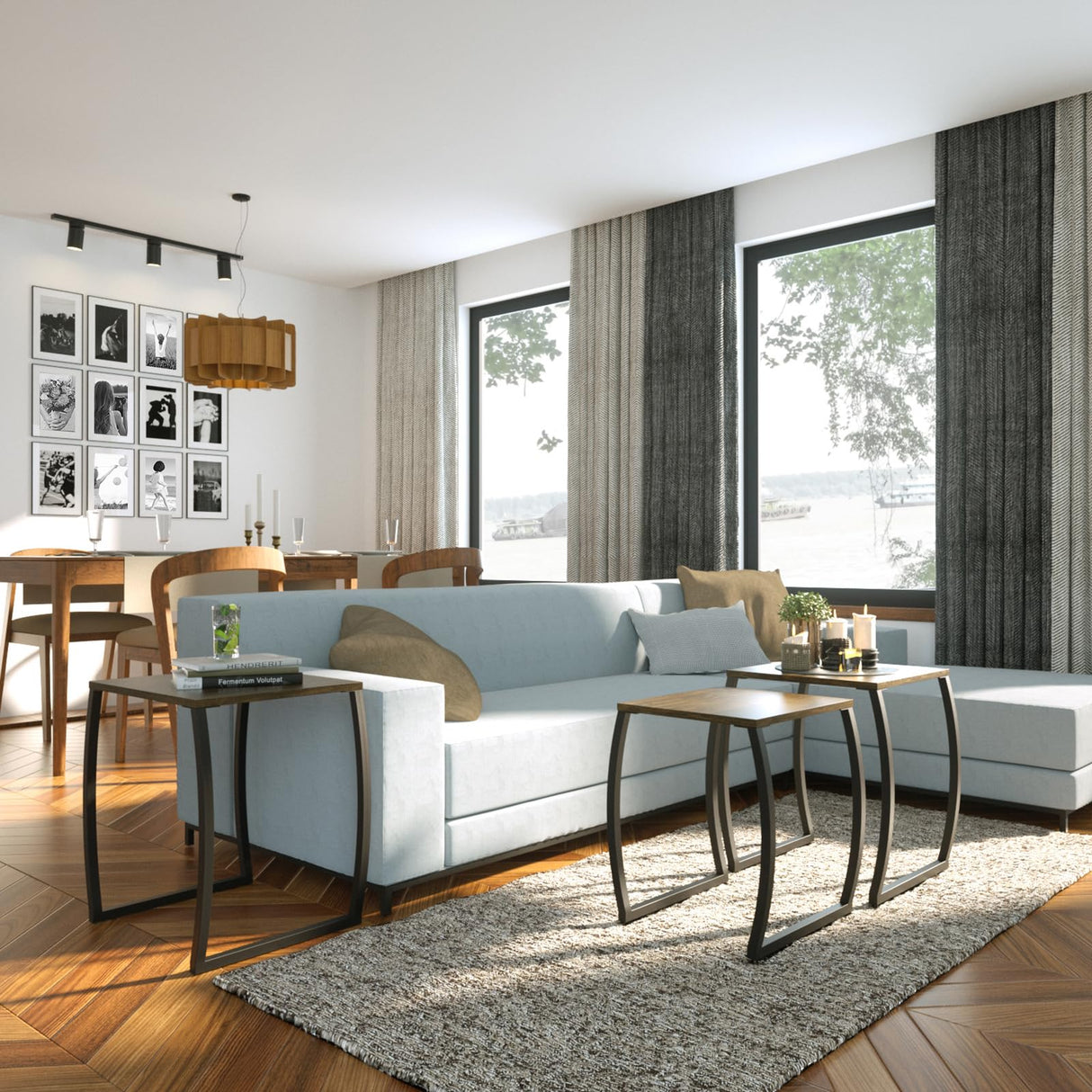 SRIWATANA Nesting Tables, Vintage Side End Tables Living Room, Coffee Snack Table Set of 3 SRIWATANA