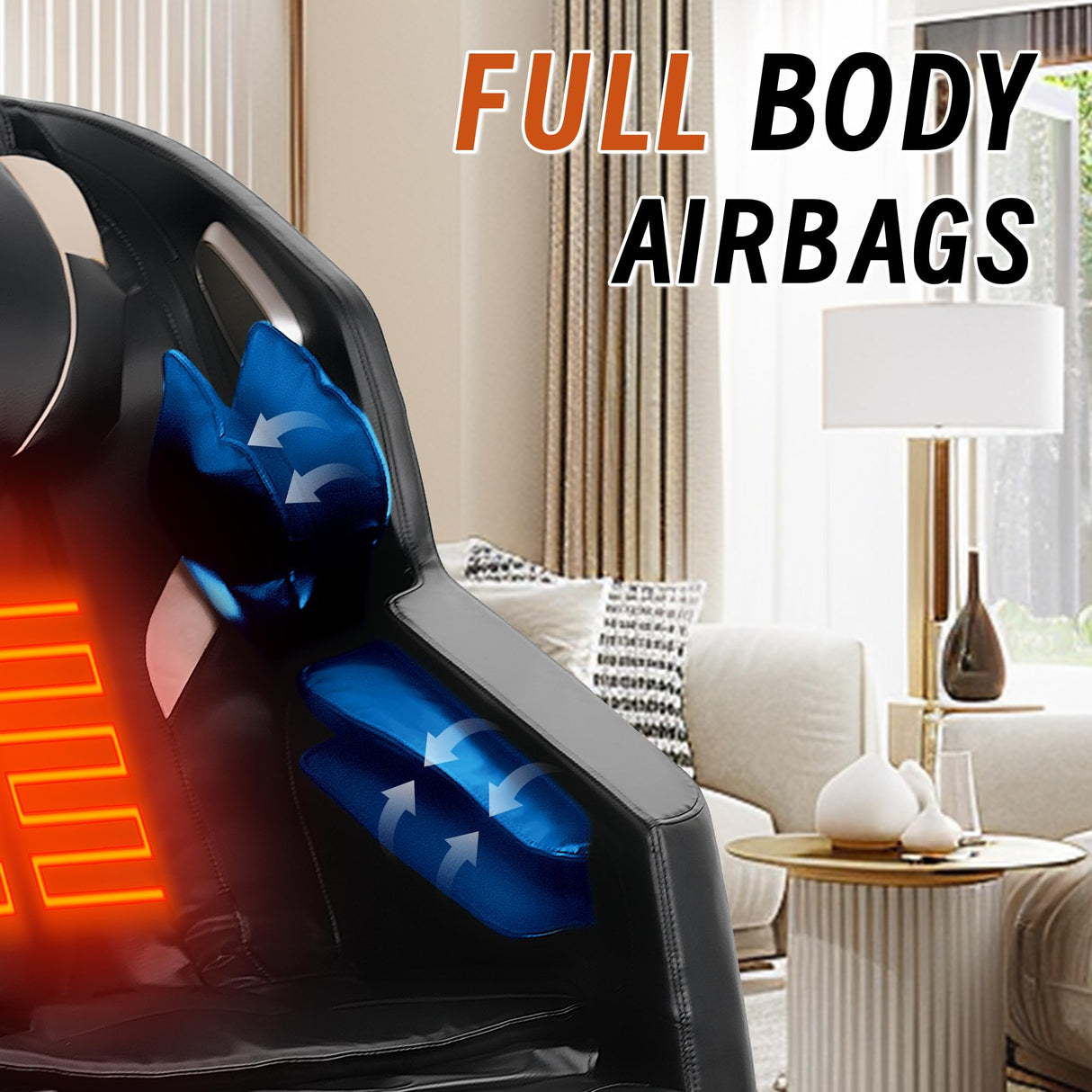 BILITOK Zero Gravity Massage Chair, Full Body Recliner with Heating, Bluetooth Speaker, Airbags, Touch Screen, Phone Stand, Foot Roller, Black BILITOK