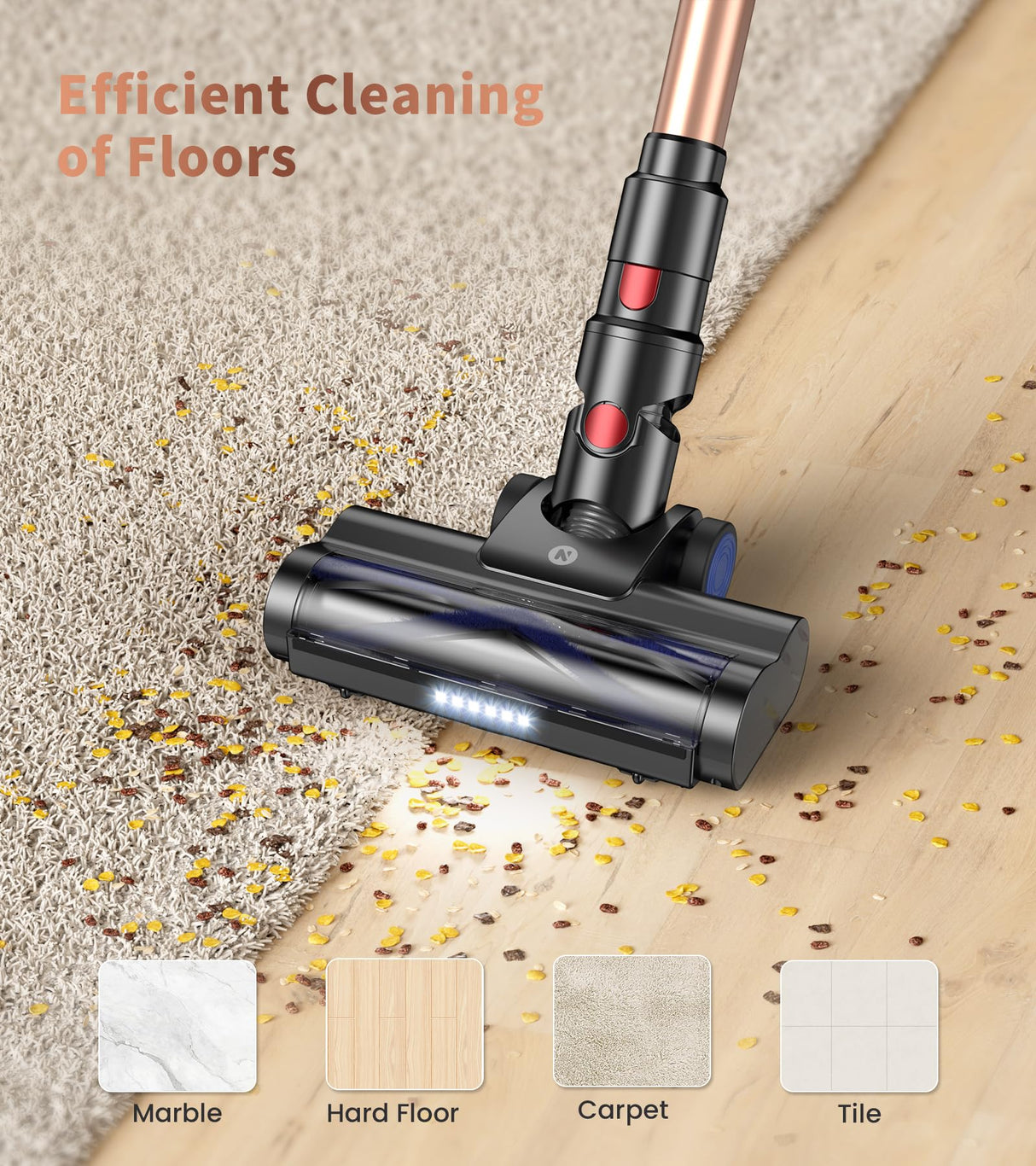 NADALY Cordless Vacuum Cleaner, Powerful Stick Vacuum with 45min Runtime, Anti-Tangle Vacuum Cleaners for Home, 1.5L Dust Cup, Rechargeable Wireless Vacuum for Hardwood Floor Carpet Pet Hair NADALY