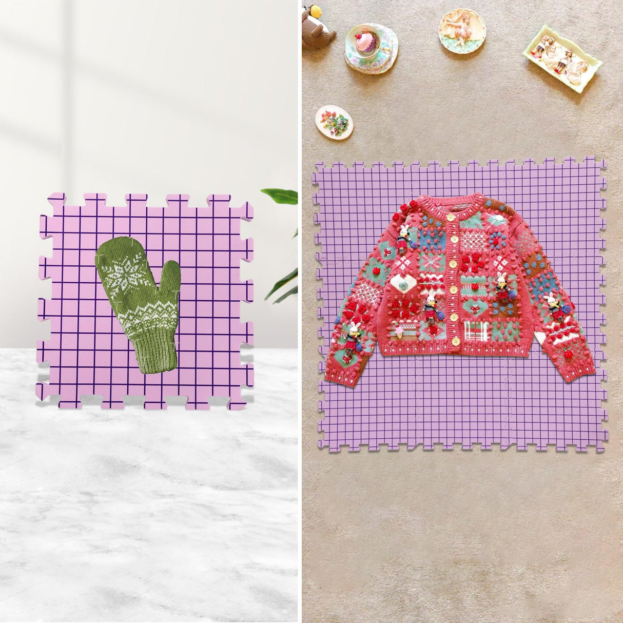 Adnkwolivt Blocking Mats for Knitting & Crochet Projects 9 Pack, Blocking Board for Crocheting Knitting Blocking Mats and Pins, 150 T-Pins and Storage Bag Adnkwolivt