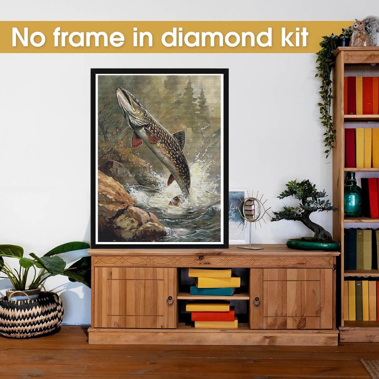 Bimkole 5D Diamond Art Kits for Adults Fish, Full Drill DIY Rhinestone Embroidery Set Paint with Diamonds Art by Number Kits Cross Stitch Home Wall Craft Decoration Animal 12x16 inch Bimkole
