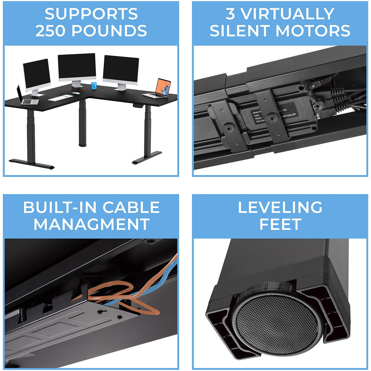 Stand Steady Tranzendesk Power Extra Large 71 Inch Electric L-Shaped Corner Standing Desk, Height Adjustable Ergonomic Corner Desk & Sit Stand Workstation, Fits 4 Monitors (Black, 71in x 71in) Stand Steady