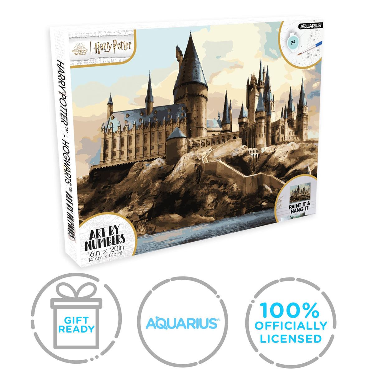 AQUARIUS Harry Potter Hogwarts Art by Numbers - 16 x 20 inches Harry Potter Themed Paint by Number for Adults & Kids - DIY Color by Number Paint Kit for Beginner - Officially Licensed AQUARIUS