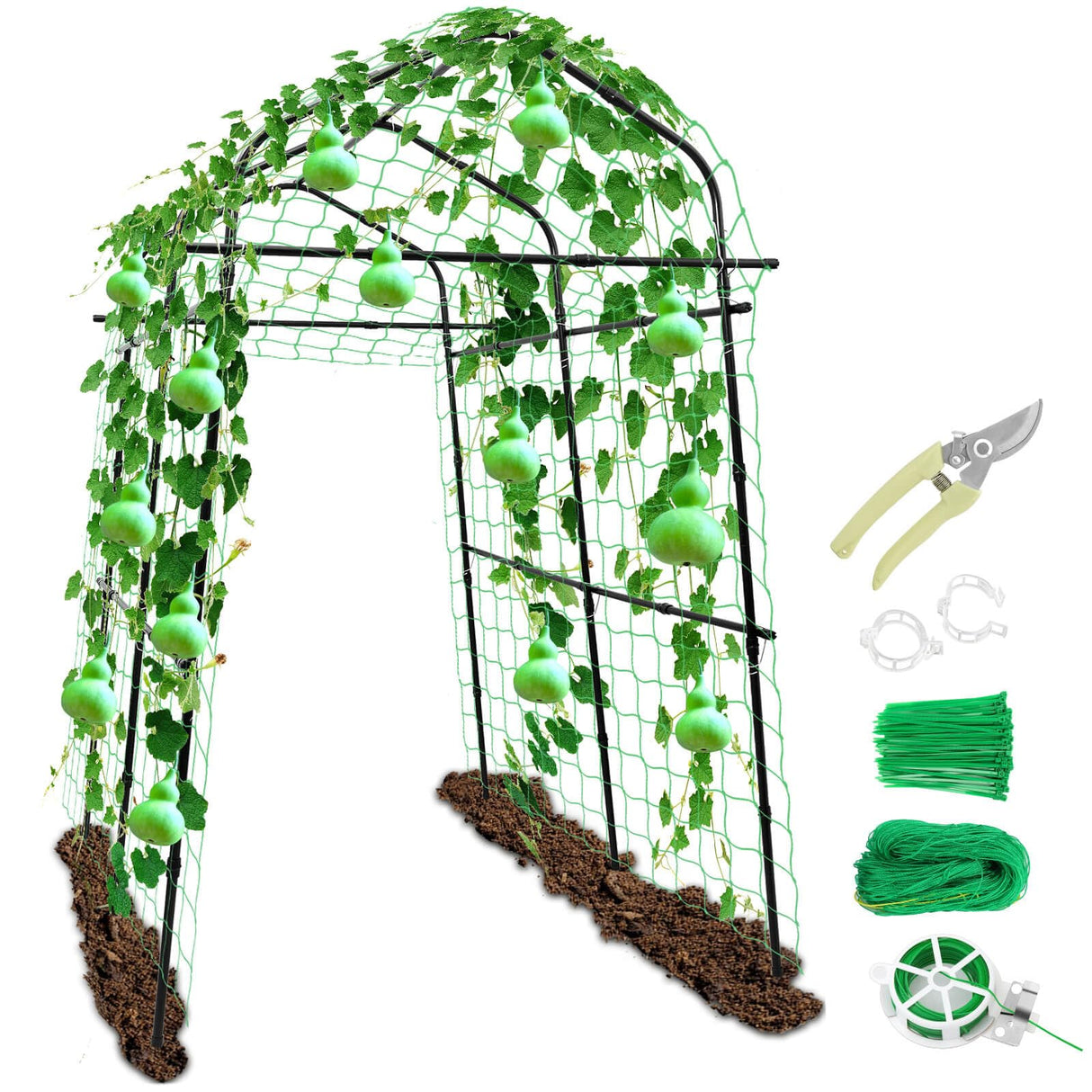 Tetutor Tall Garden Arch Trellis for Climbing Plants Outdoor,7 ft Arbor Large Arch Tunnel Trellis, Metal Cucumber Trellis, Plant Support Archway Garden Trellis for Vegetables Fruits Flowers Yard Tetutor