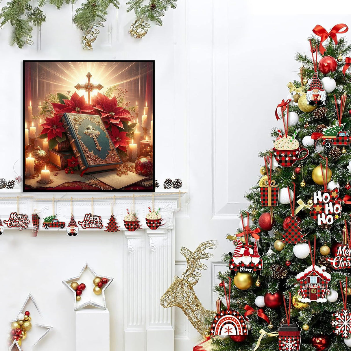 Axquilon Christmas Diamond Art Kits for Adults - Bibble Diamond Painting Kits for Adults, 5D Round Full Drill DIY Christmas Gem Art Paint by Diamonds 14x14 inch Axquilon