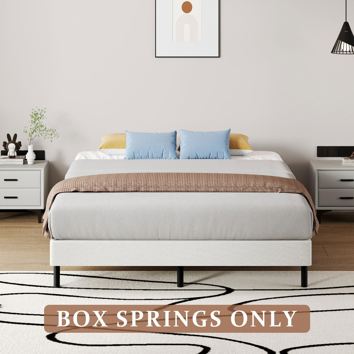 SHOANED Full Size Box Springs - 5 Inch Low Profile Mattress Foundation No Noise Heavy Duty Metal Basics Bed Base with Clean Fabric Cover, Easy Assembly SHOANED