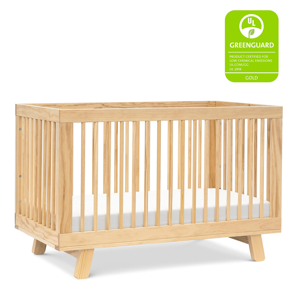Babyletto Hudson 3-in-1 Convertible Baby Crib with Toddler Bed & Daybed Conversion - Easy to Assemble - GREENGUARD Gold Certified w/ 4 Adjustable Mattress Heights - Natural babyletto