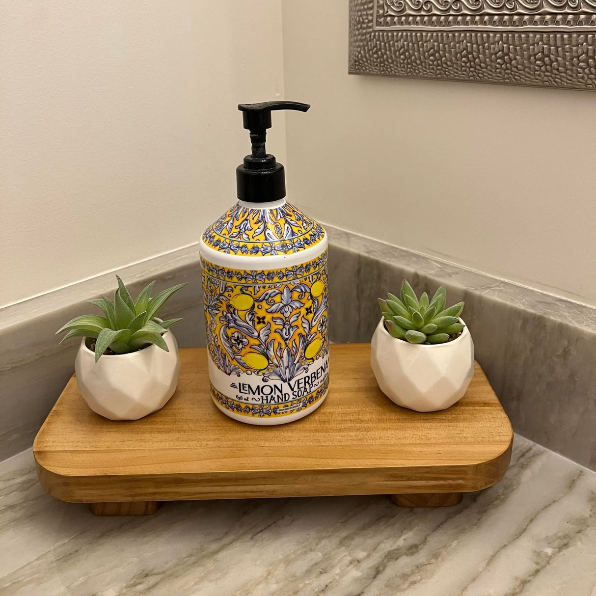 Liswit Farmhouse Wood Tray Rustic Wooden Pedestal 12 * 5.5 * 2 inches Decorative Wood Riser for Farmhouse Kitchen Counter Bathroom Room Decor (Brown) Liswit