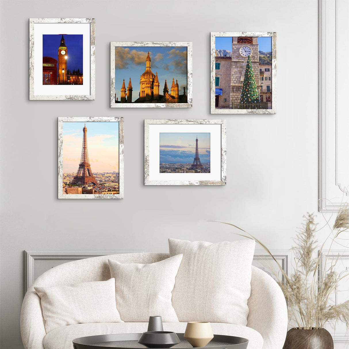 SESEAT 11x14 Picture Frame Distressed White, Display Pictures 8x10 with Mat or 11x14 without Mat,Photo Frames Wall Gallery, 1 Pack SESEAT