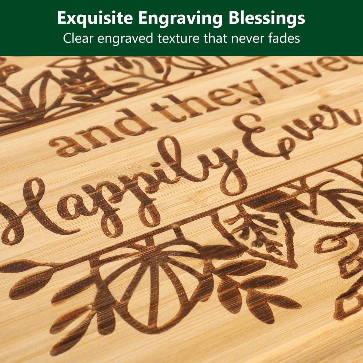 Wedding Gift for Couple 2024, Engraved Cutting Board Bridal Shower Gifts for Bride and Groom Engagement, They Lived Happily Ever After Marriage Cutting Board, Newlywed Wedding Gift for Couples Ringshine