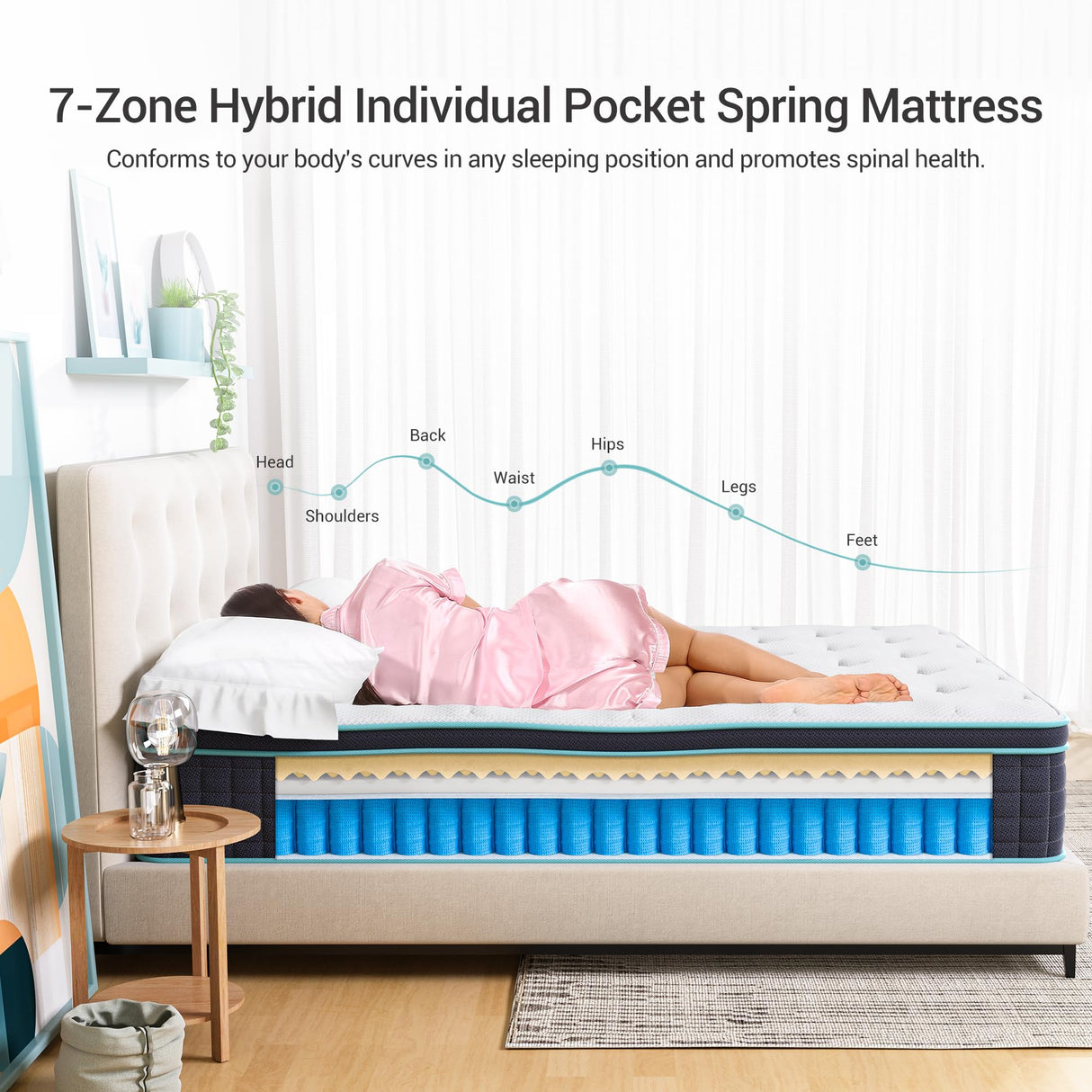 VIZIM Twin Mattress, 12 Inch Twin Size Mattresses in a Box, Memory Foam and and Individual Pocket Springs for Pressure Relief & Motion Isolation, Medium Firm, CertiPUR-US Certified VIZIM