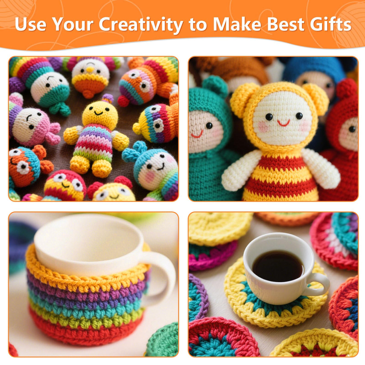 Yinsun 12 Acrylic Yarn Skeins, 12 Colors Starter Mini Crochet Bulk Yarn for Child, Adult Knitting Crochet Crafts (12 x 15g) Yinsun