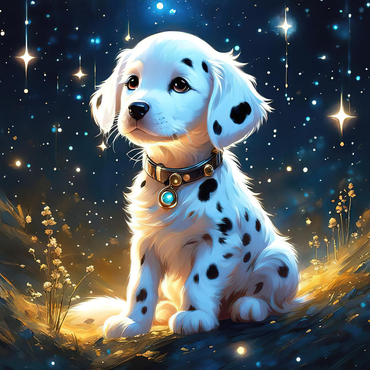 Auremi Diamond Art Painting Kits for Adults, 5D Spotted Dog Diamond Painting Kits for Adults Beginners DIY Full Drill Animal Diamond Dots Crystal Craft Kits for Home Wall Decor Gifts 12x12 inch Auremi