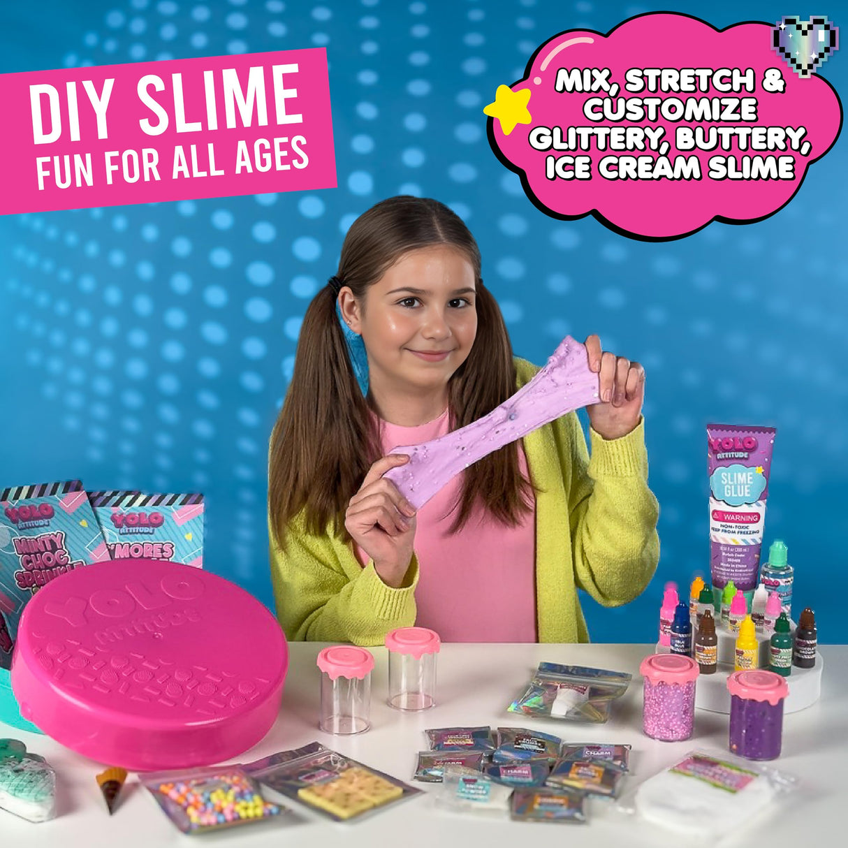 Ice Cream Slime Kit for Girls - Butter Slime Making Kit - DIY Slime Kit with 40+ Pieces for Ages 8-12 YOLO Attitude