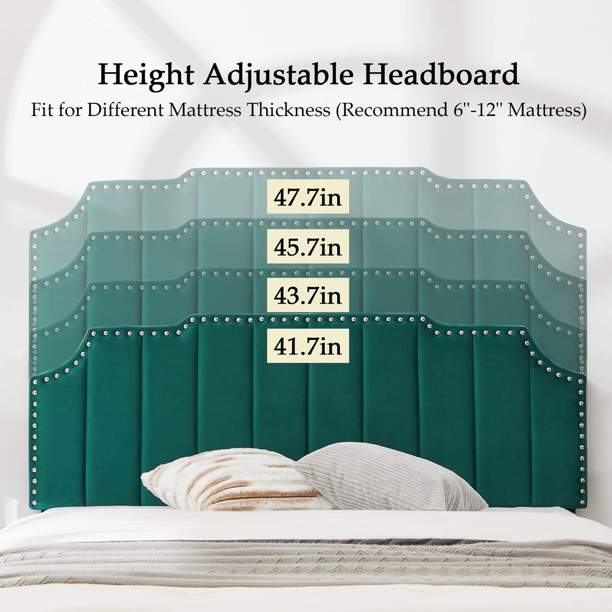 VECELO Full Size Upholstered Platform Bed Frame with Tufted Adjustable Headboard/Mattress Foundation/Wood Slat Support,Easy Assembly,Dark Green VECELO