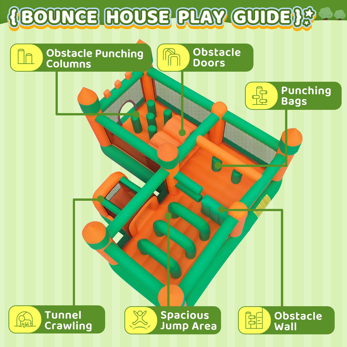 Inflatable Bounce House Kids Obstacle Bouncy Castle for Outdoor Indoor INFLATEFLY