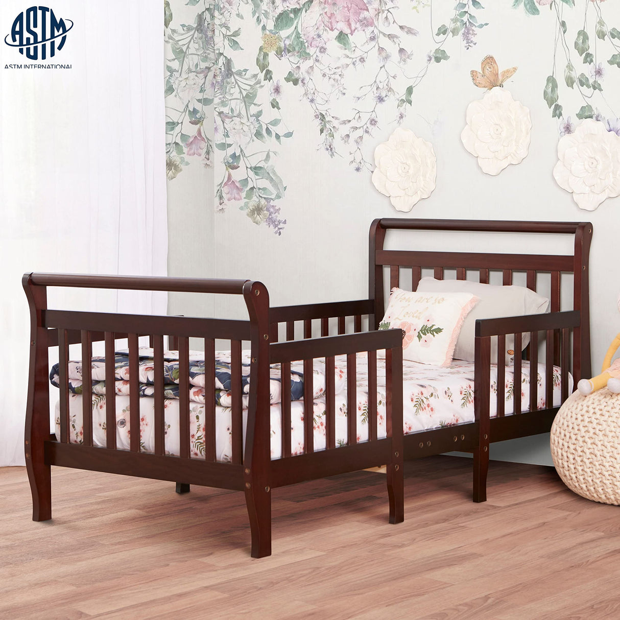 Dream On Me Emma 3-in-1 Convertible Toddler Bed in Espresso, Converts to Two Chairs and-Table, Low to Floor Design, JPMA Certified, Non-Toxic Finishes, Safety Rails Dream On Me